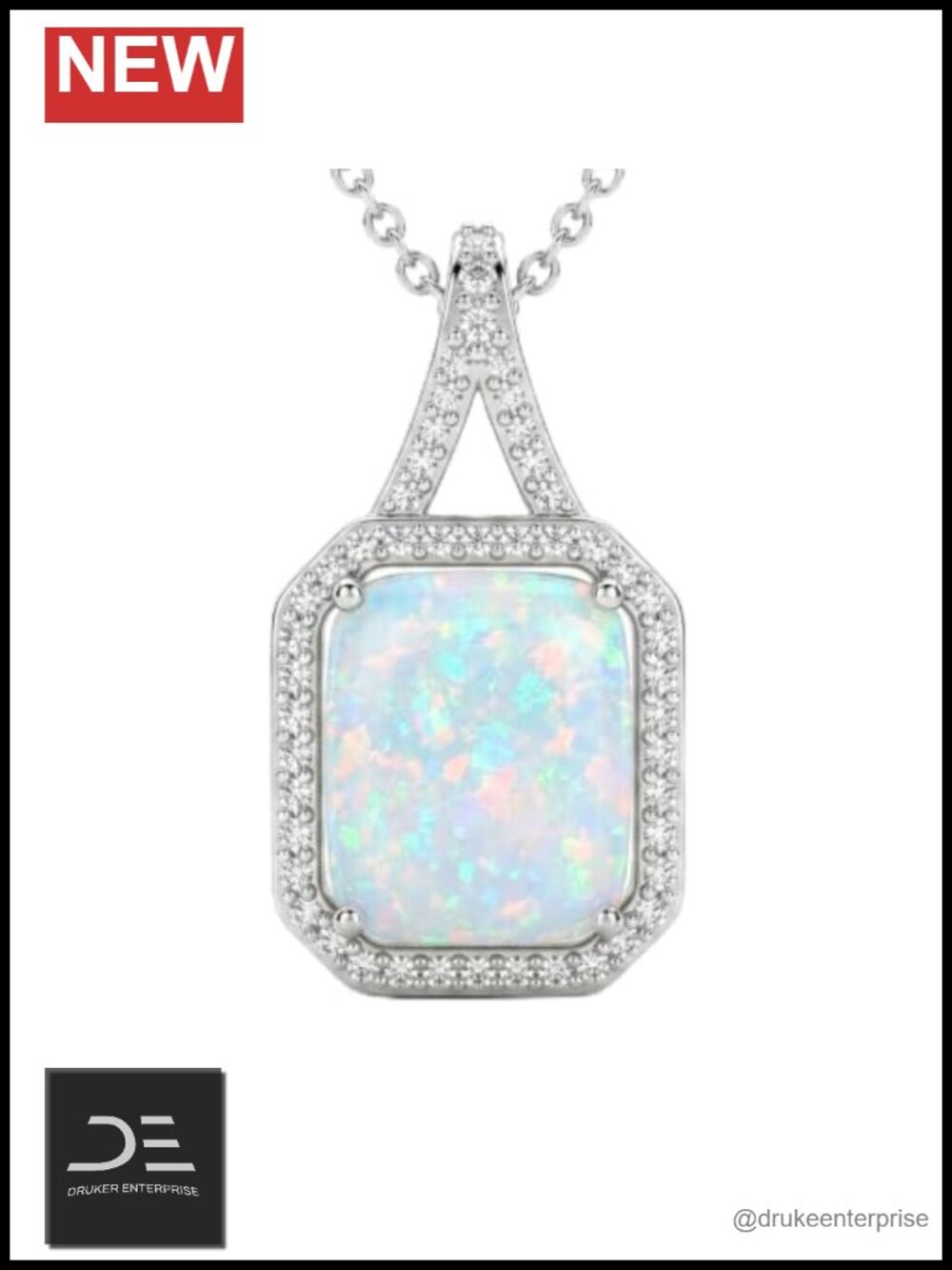 Sterling Silver White Opal Pendant Necklace Dainty Jewelry for Women Gift for